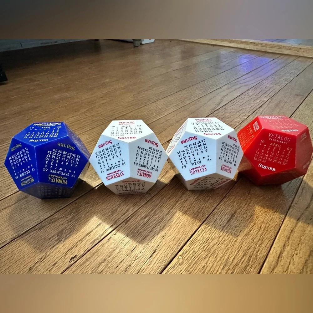 1960’s Veterinary Vintage Dodecahedron Calendar Set of 4